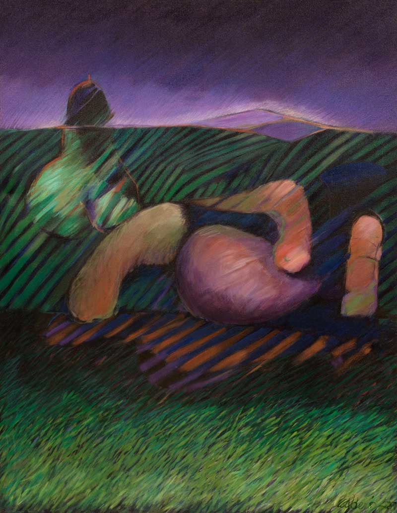 Landscape Woman With Pear 1987 46x36